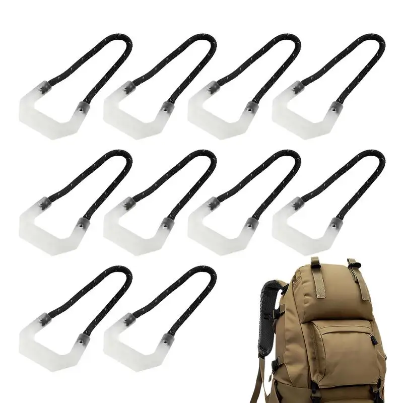 10Pc Luminous Zipper Pull Rope Glow In The Dark Zipper Head Anti-lost Backpack Clothes Jackets Slider DIY Repair Kit Sewing Tool zipper puller