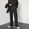 Men Straight Casual Pants 2024 Summer New Korean Style Baggy Personality Slit Wide Leg Blazer Pants Trousers Male Streetwear
