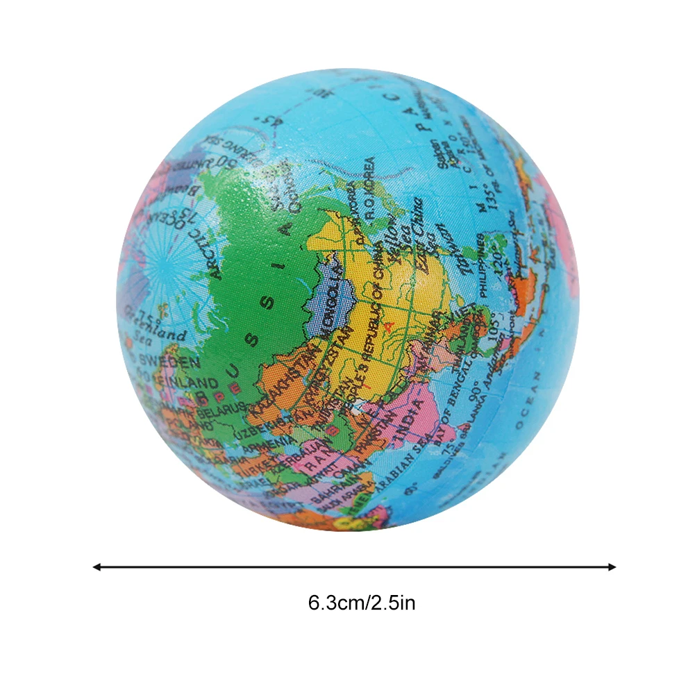 6Pcs Mini Earth Stress Balls Finger Exercise PU Globe Squeezable Balls Educational Foam Squeezable Balls Gifts for Boys Girls 5