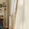 Nordic Luxury Simple Ripple White Tulle Lace Bead Sheer Curtains for Living Room Bedroom Dining Window Blackout Transparent Door 3
