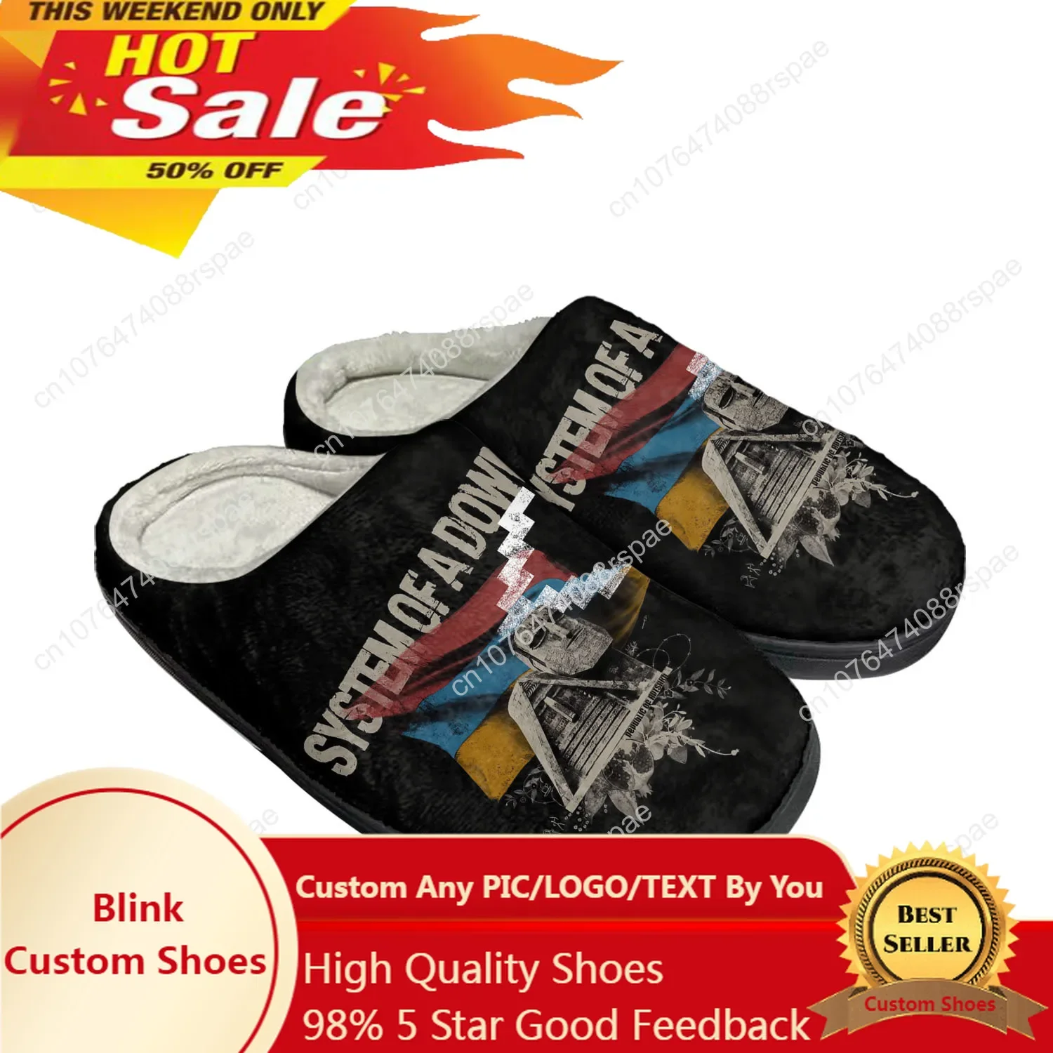 System of a Down Home Cotton Slippers Mens Womens Plush Bedroom Casual Keep Warm Shoes Thermal Indoor Slipper Customized Shoe