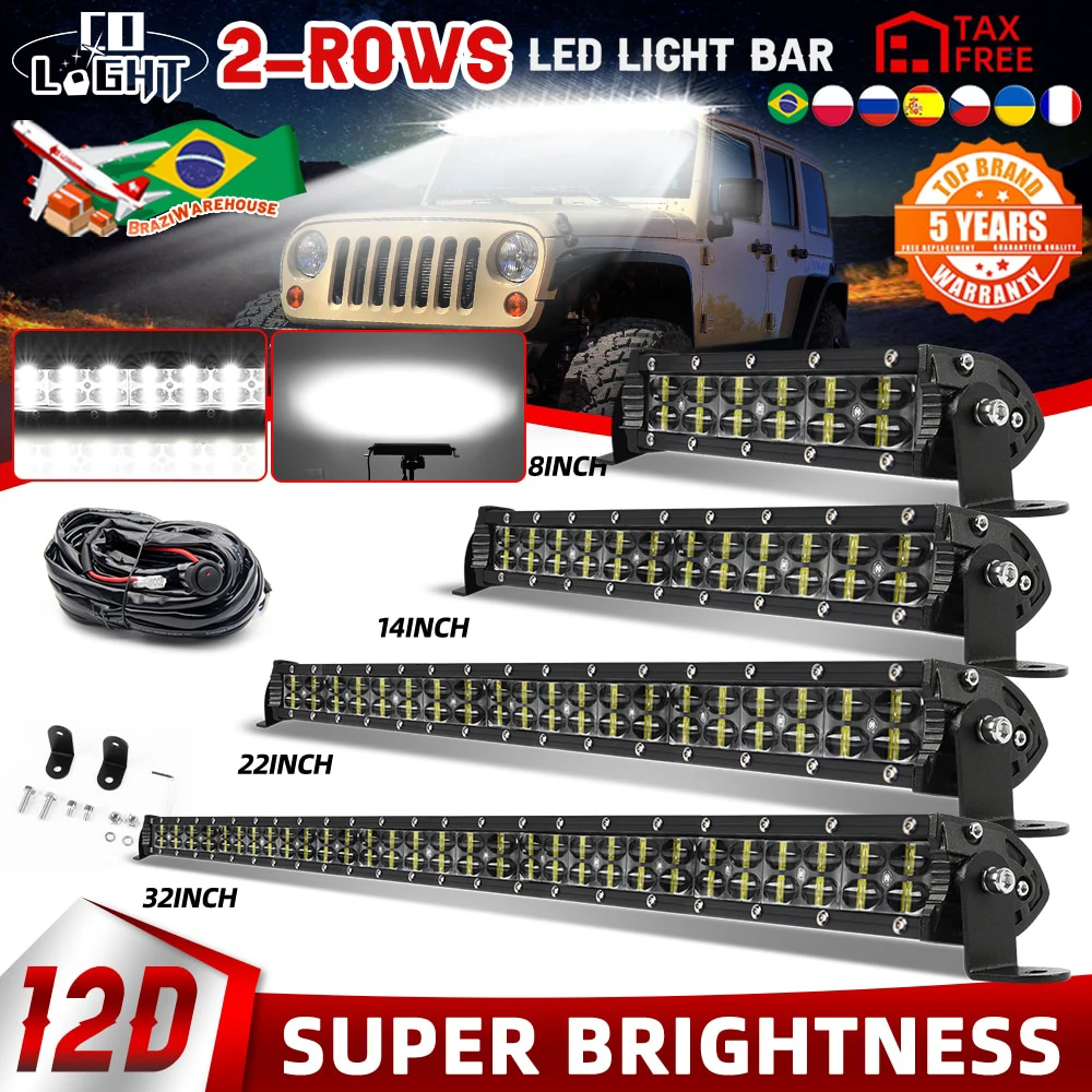 

CO LIGHT 2-Row Led Work Light 22" 32" 42" 52" Spot Flood SUV ATV Pickup Truck Car 4x4 4wd Offroad LED Roof Light Bar For Tractor