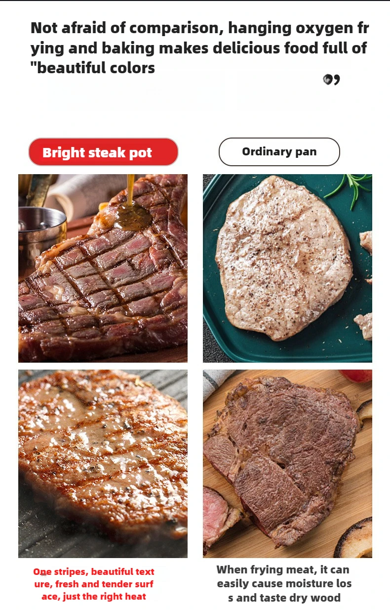 British cast iron enamel non-stick frying pan square striped steak special pan household induction cooker gas universal 6