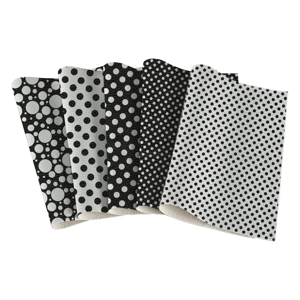 흑백 도트 프린트 패턴 인조 가죽 패턴 DIY 쥬얼리 귀걸이 공예 제작용 22*30cm