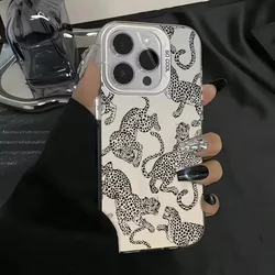Chic Black and Pink Leopard Print Shockproof Phone Case - iPhone 14 Plus (White - SMTWQ030819)