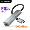2 in 1 USB Type C to RJ45 USB-C Converter HUB PD 60W Fast Charging Type-C Network Card Lan Gigabit Adapter Cable For PC Notebook 1