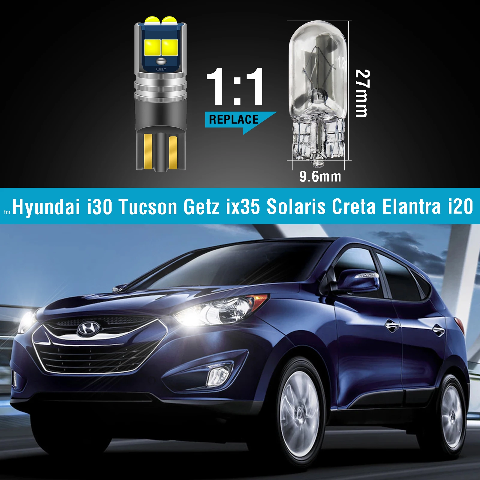 Hyundai i30 Solaris 2010-Getz ix35 Creta ix25 Sidelight Bulbs LED Parking Light Side Light 501 W5W LED Lighting Upgrade