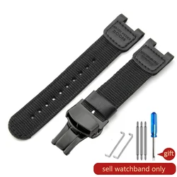 High-Quality Nylon Outdoor Canvas Watch Strap 24x12mm for 24x12mm (Black-Black-B1)