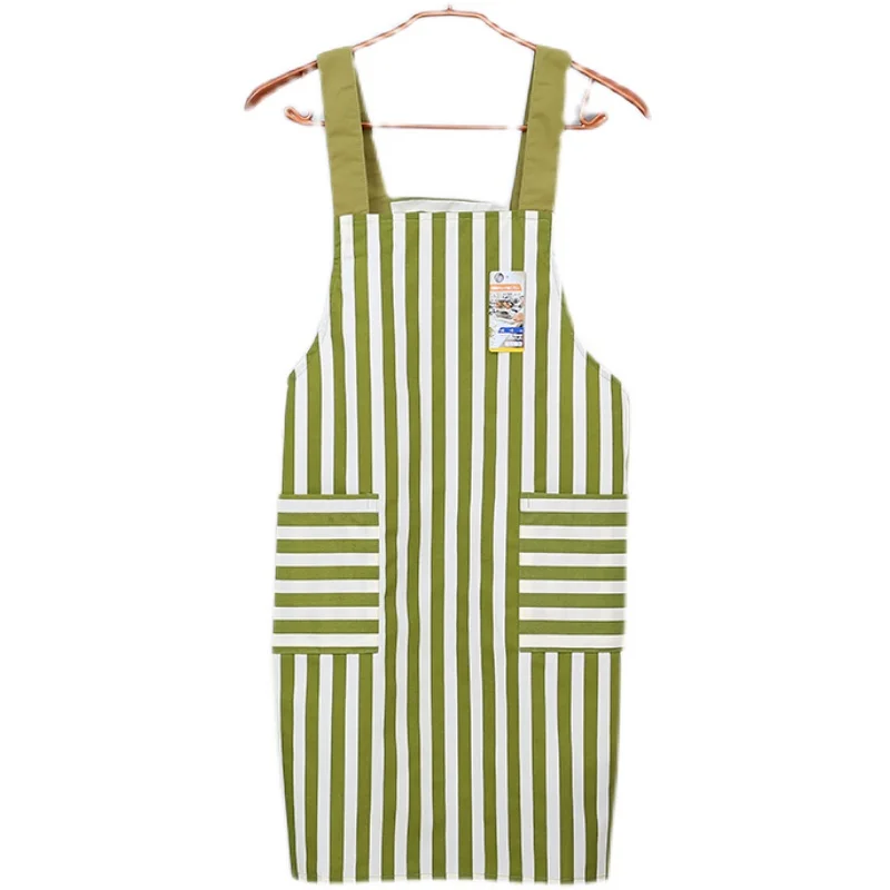 Fresh Striped Polka Dot Japanese Style Cotton Fabric Apron Kitchen Home Workwear Half Vest Apron