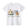 Big Brother Little Brother Matching Clothes Safari Animals Printed Sibling Shirt Kids T-shirt Top Baby Bodysuit Children Outfits 5