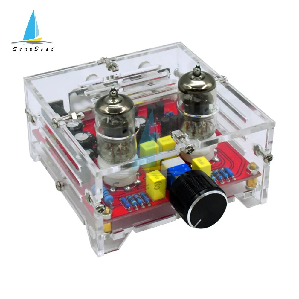 6J1 Tube Preamplifier Amplifier HiFi Preamp Bile Buffer Auido Amp Speaker Sound Home Theater DIY With Acrylic Box |