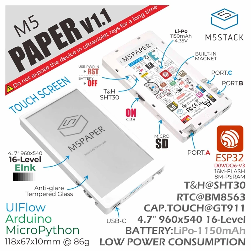 M5Stack M5  V1.1 ESP32  ŰƮ, 4,7 ġ 940x540  ũ ÷