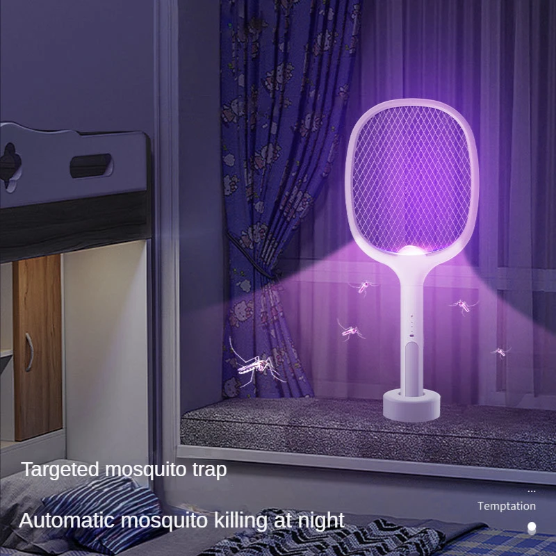 Smart Mosquito Killler Swatter Racket Electronic UV Light Trap Plus Electric Shock 2-in-1 USB Charging Killing Lamp Fly Catcher
