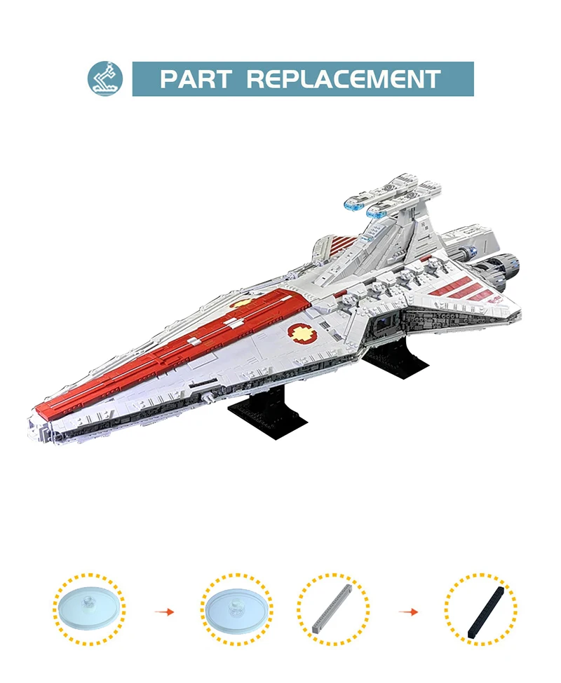 Venator-class 스타 디스트로이어 빌딩 블록 세트, 우주 전쟁 영화 시리즈, 우주선 벽돌, 수집용 장난감, 11180 개