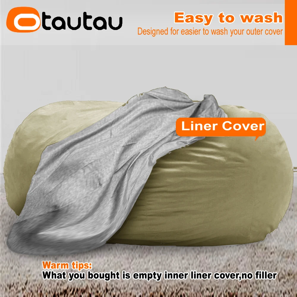 OTAUTAU 4/5/6/7ft Waterproof Giant Round Pouf Inner Liner Cover No Filling Bean Bag Sofa Bed Insert Covers Not for Outdoor DD001 3