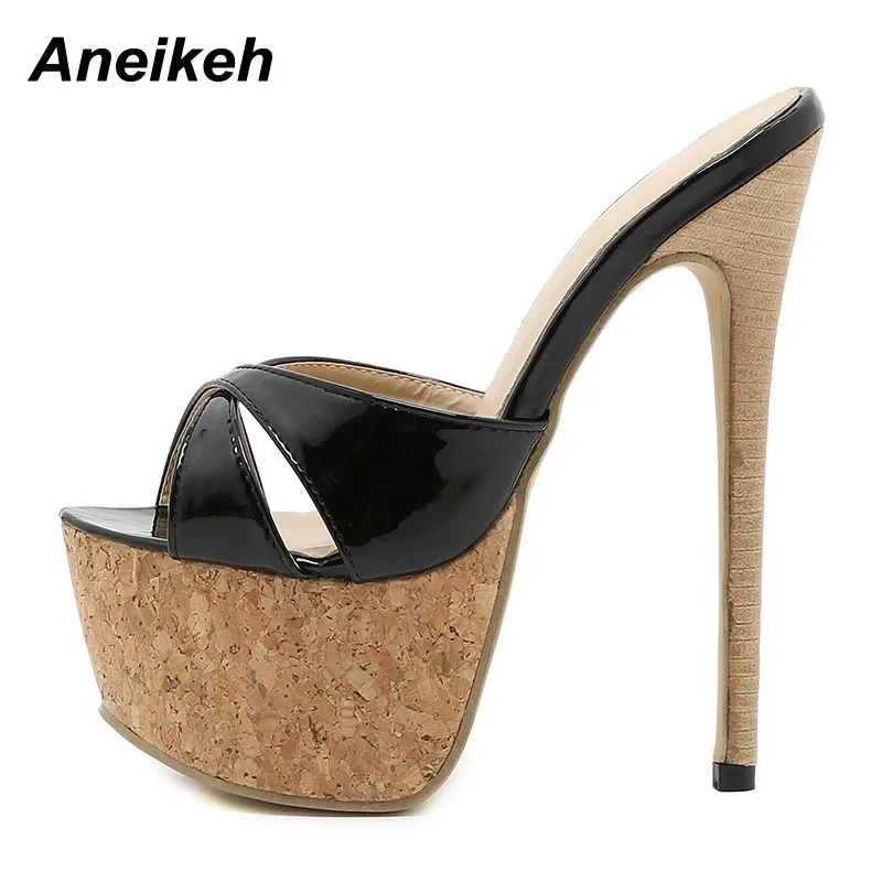 Summer Extreme Mules High Heels Women's Platform Sandals Shoes Ladies Slippers Slingback Peep-toe Slides Sandalias women slingback sandals women wedge sandals women high heels shoes