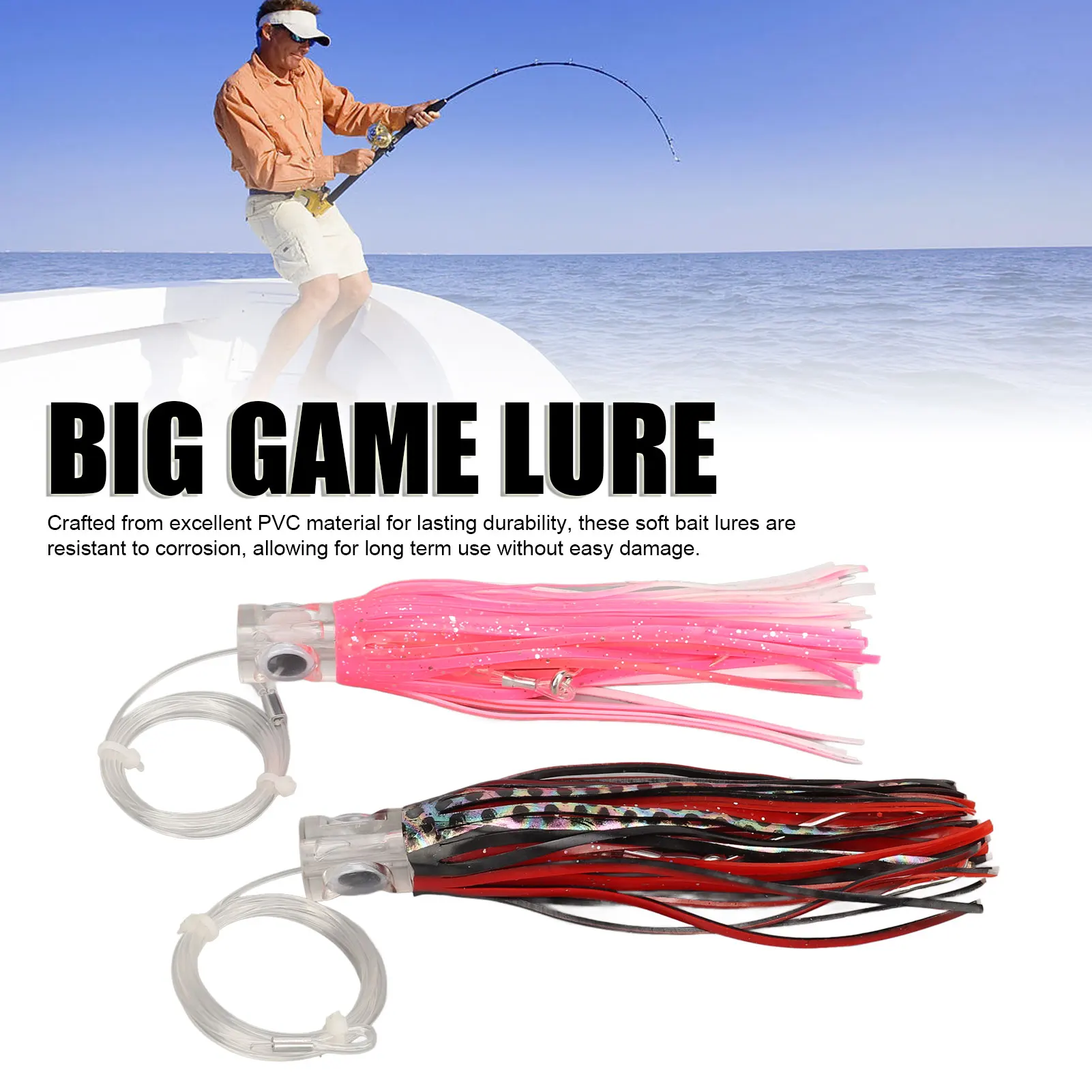 

2PCS Trolling Lure 15.5cm Skirted Bait Lifelike Eye With Hook Fishing Tackle For Freshwater Saltwater
