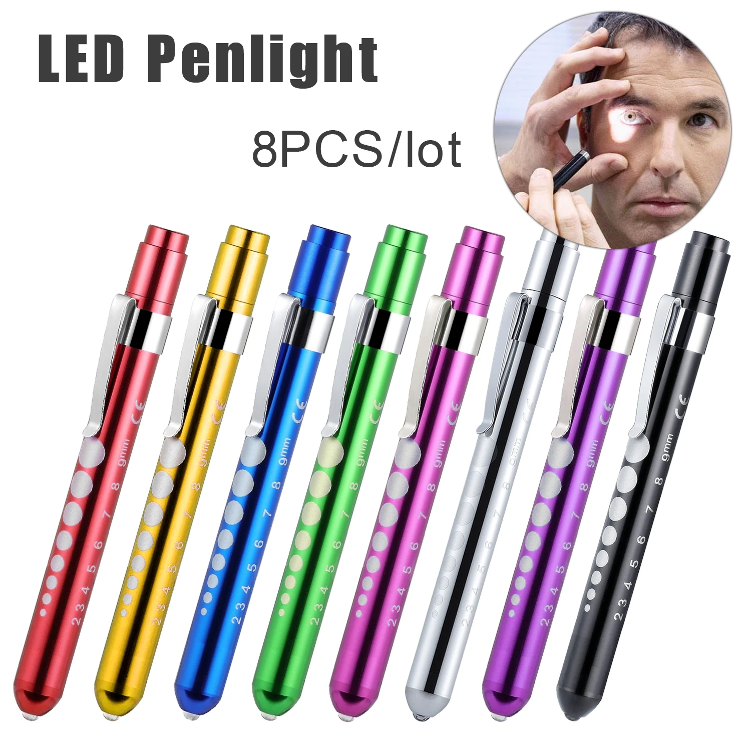 

8PCS First Aid Pen Pocket Medical Penlight Torch Light Otoscope Ophthalmoscope LED Flashlight for Eye Dental Throat Check