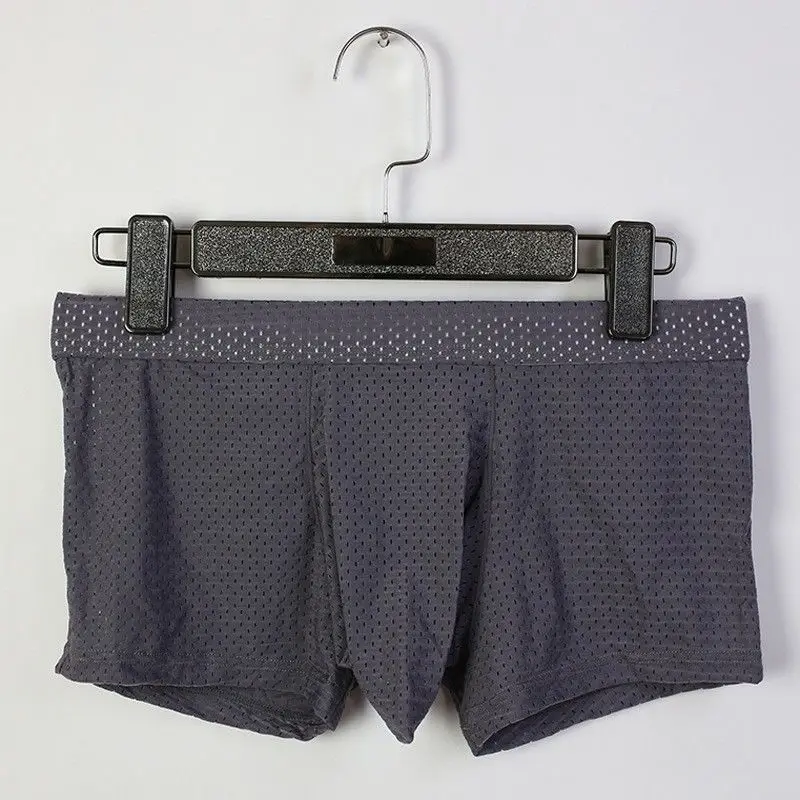 Men's Underwear Separated Mesh Trunk Boxers Breathable Penis Pouch Open Hole Underpant Lingerie Prolong Sex Time Improve Briefs