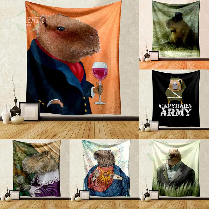 Capivara Clube Pintura De Parede Tapeçaria De Parede Engraçada Humor  Capivara Tapeçaria De Tamanho Grande Tapeçaria Para Sala De Estar Decoração  Do Quarto De Casa - AliExpress