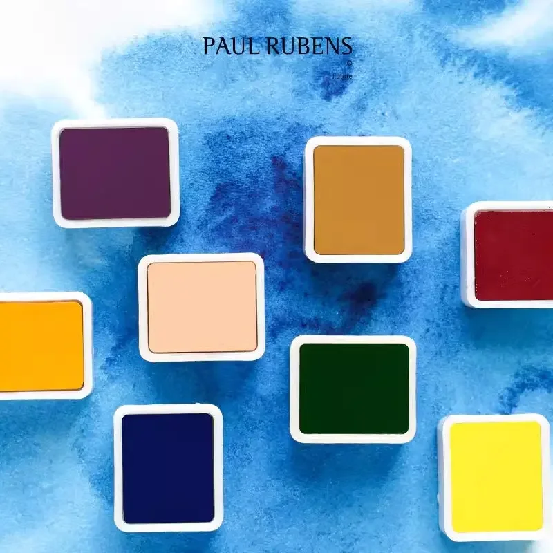 Paul Rubens 24 Colors Artist Solid Watercolor Paint Set Gem Heavy Enamelled Iron Box Professional Water Color for Painting Art