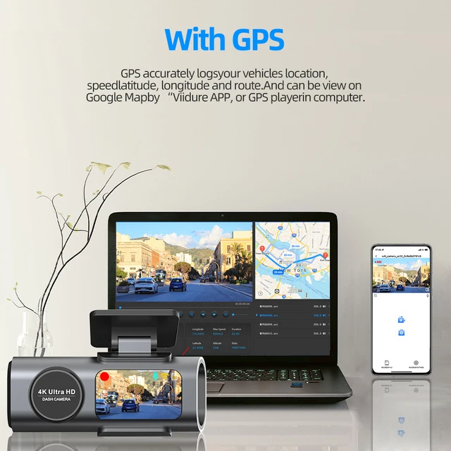 Dash Cam Dual Lens 4K UHD Car Camera DVR with GPS & Wi-Fi | Night Vision, 24H Parking Mode, Black Box Video Recorder 6