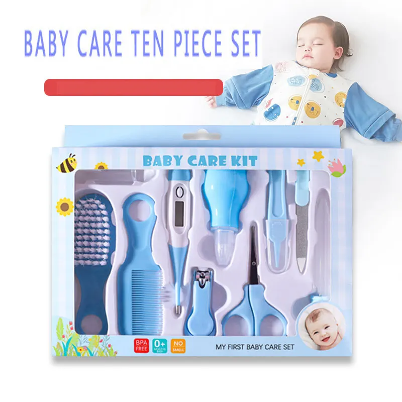 10PCS/Set Baby Health Care Kit Kids Nail Hair Health Care Thermometer Grooming Brush Clipper Teether Toothbrush Baby Essentials Baby & Maternity
