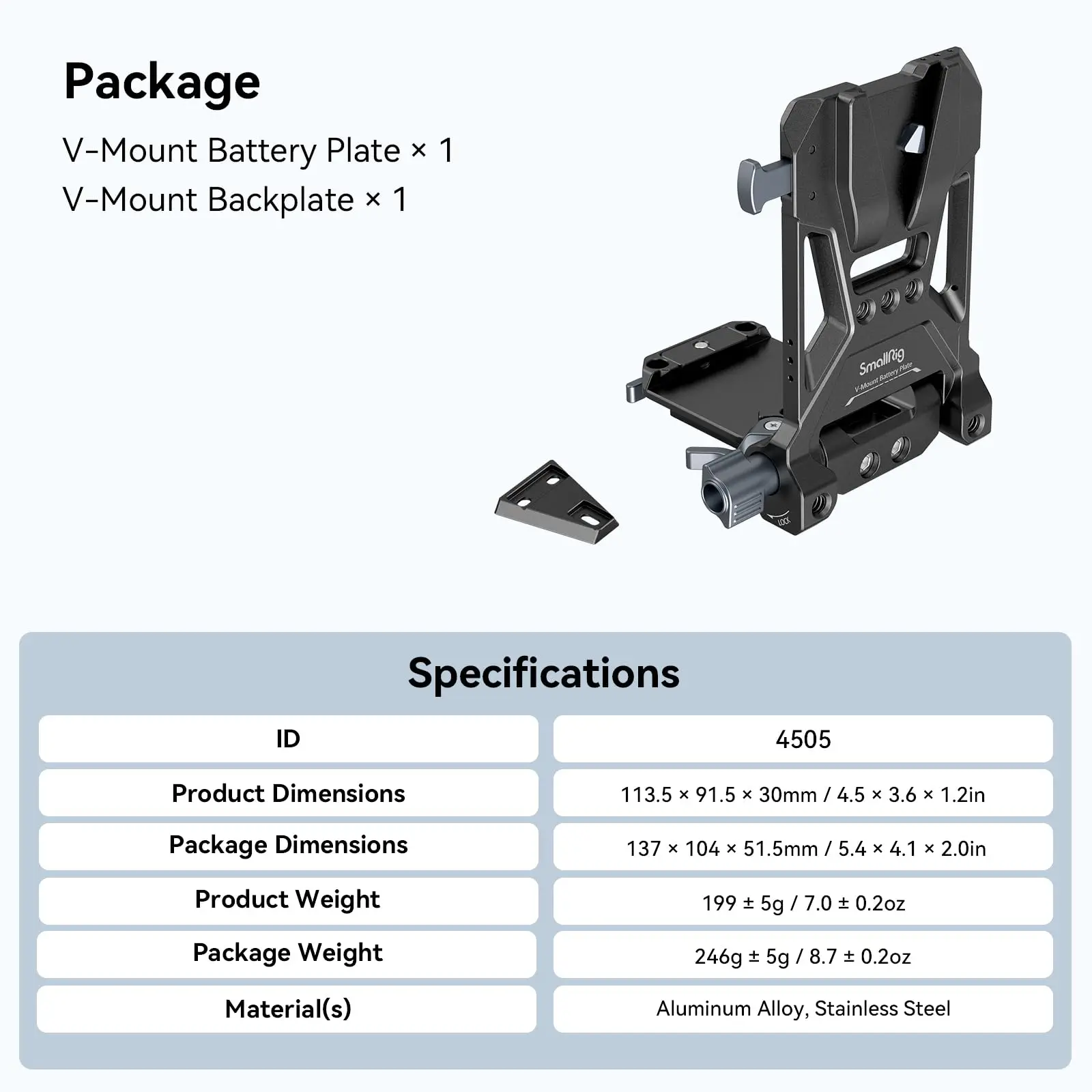 SmallRig V-Mount Battery Plate, V Lock Battery Mounting Plate with