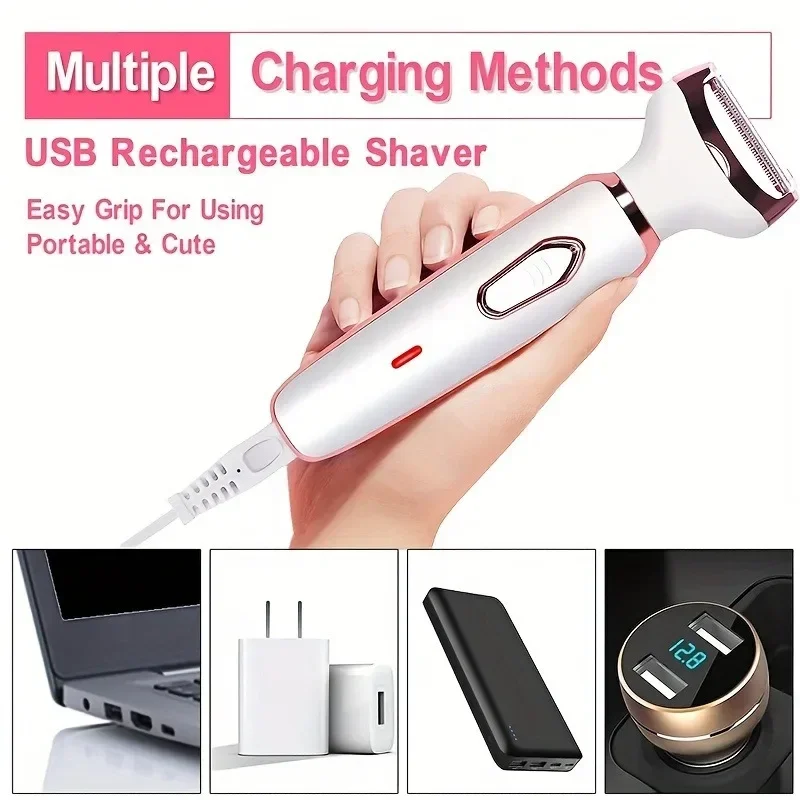 4 In 1 Electric Lady Shaver, Body Hair Removal Epilator, Painless Cordless Trimmer Razor, Gifts For Women 4