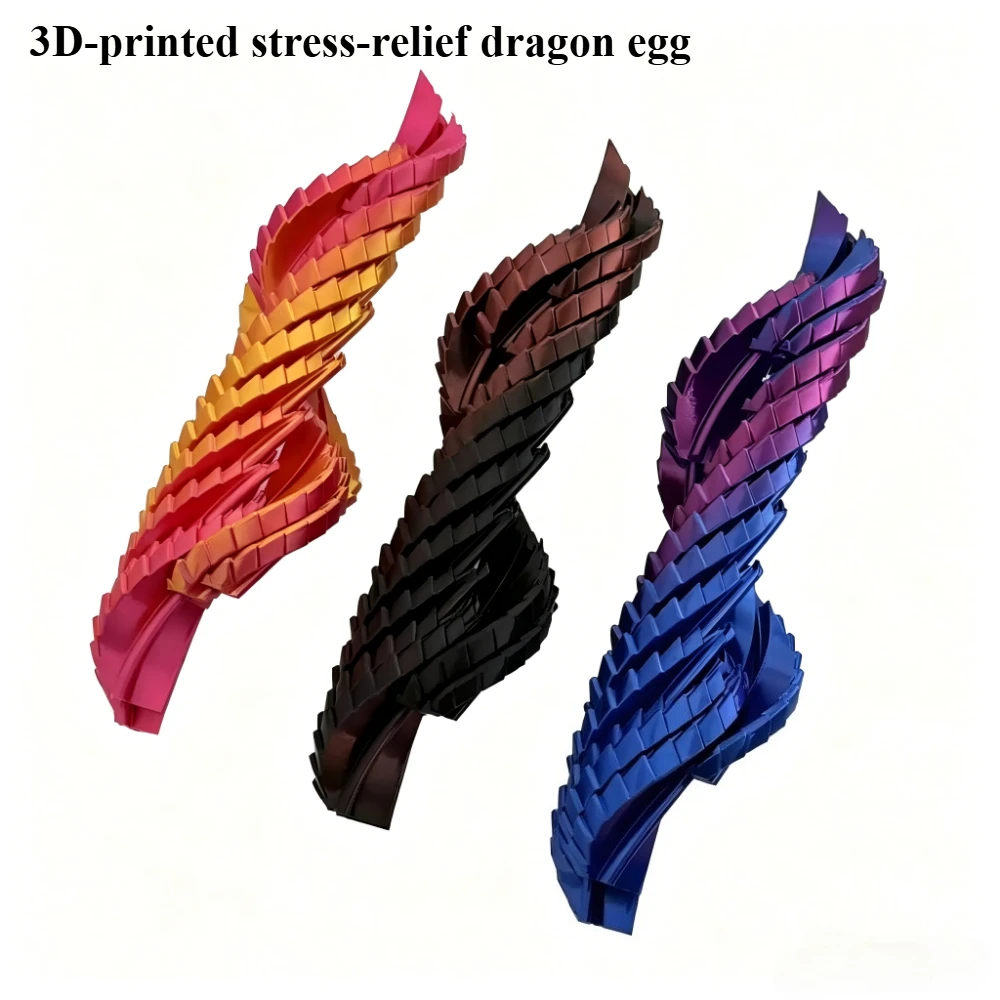 Drukowana w 3D spiralna zabawka sensoryczna w kształcie skręconego jajka smoka o wymiarach 7,5/5,5 cm, łagodząca stres, prezent na Boże Narodzenie i urodziny, wielokolorowa_voghion.com
