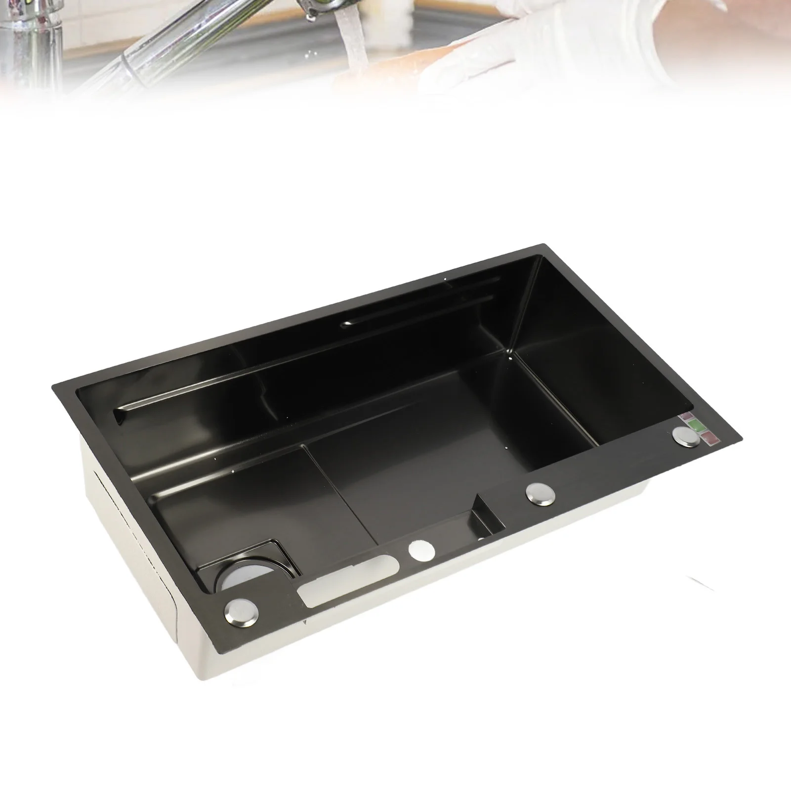Smart Kitchen Sink Thickened Large Capacity Washbasin Stainless Steel Digital Display Kitchen Sink Brushed  for Kitchen 4