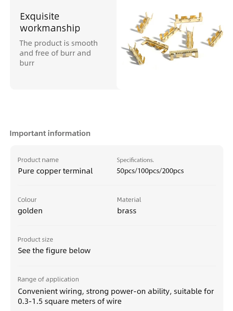 Description Picture 6 of item50pcs 100pcs 200pcs Docking Terminal U Type Terminal Tab 0.3 To 1.5mm2 Terminal Block Connector Double Connector Terminal
