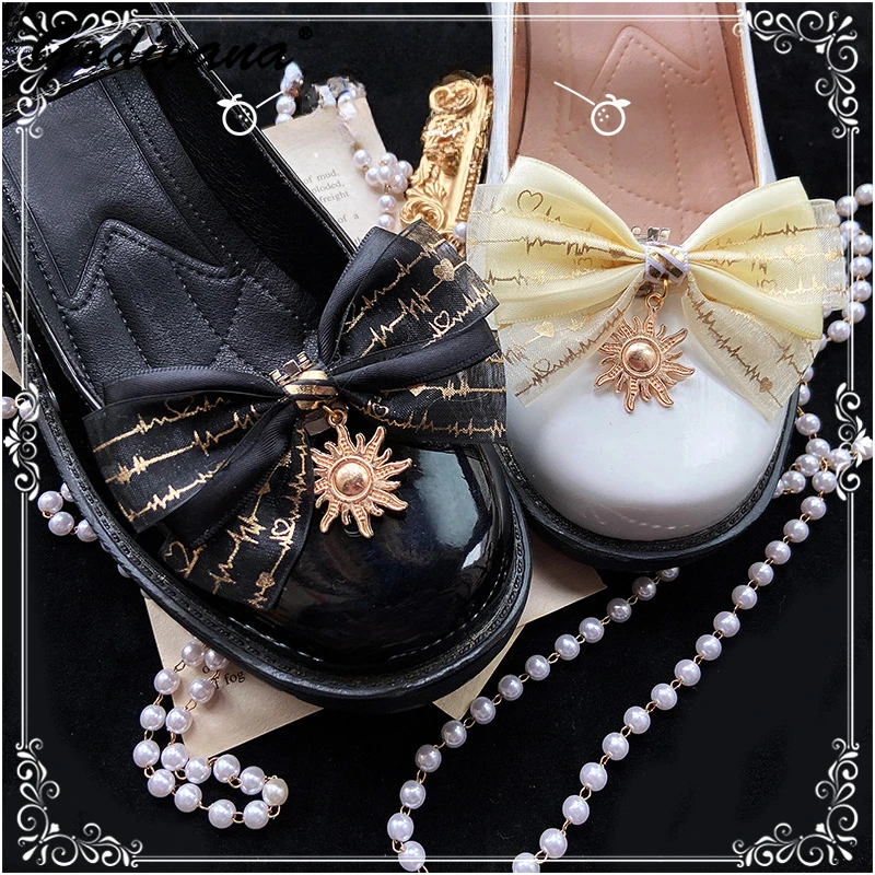 Bronzing Shoe Clip Lolita Cute Sweet Girls Bow Lace Shoe Ornament All-match Female Shoe Bucket Accessories