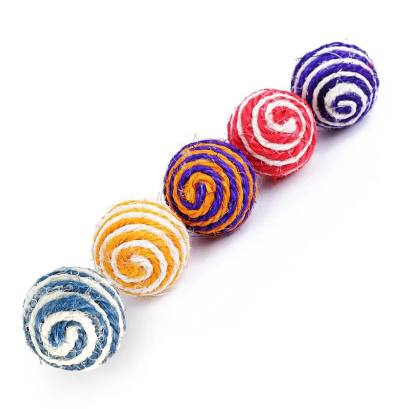 H55A Colorful for Cat Toy Balls Handmade for Cat Jute Toy Chasing for Indoor Cats Training Playing Chewing