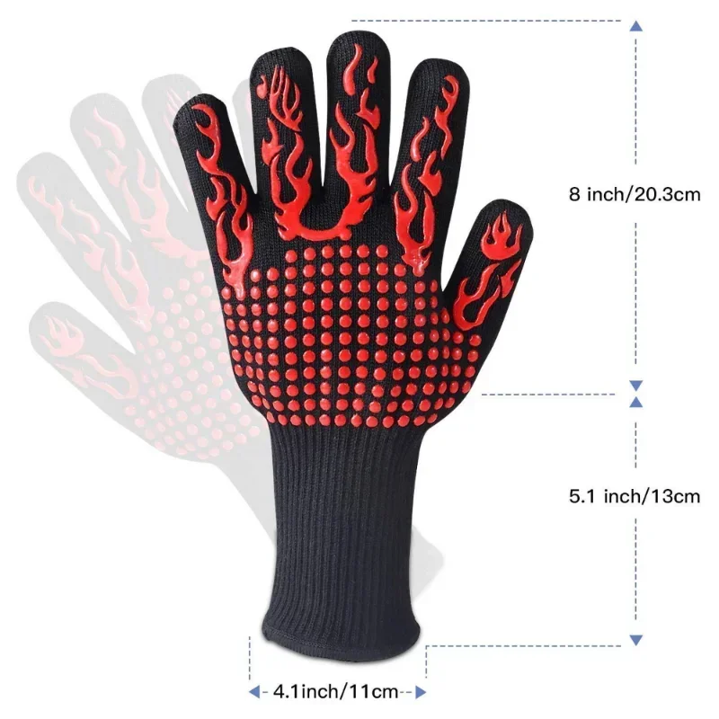 Silicone Oven Mitts Kitchen Gloves Silicone Oven Gloves One Piece BBQ Gloves High Temperature Resistance Oven Mitts 500 800 Degrees Fireproof Barbecue Heat Insulation Microwave Gloves