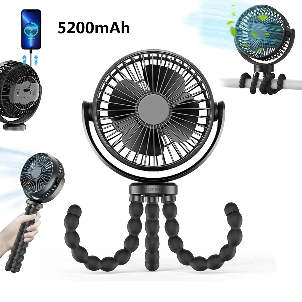 

Ventilator Silent Table Outdoor Cooler Portable Stroller Fan Hand USB Electric Fan Powered Small Folding Rechargeable Fans Mini