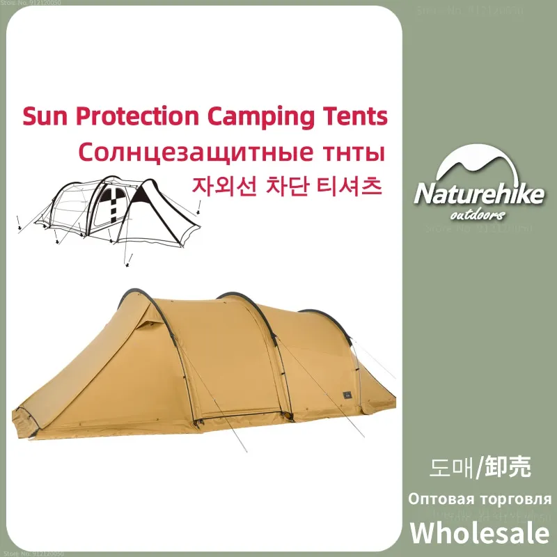 

Naturehike Tunnel Tents Portable Camping UPF50+ Sunscreen Large Tent Outdoor Travel Thickened Waterproof Tent With Snow Skirt
