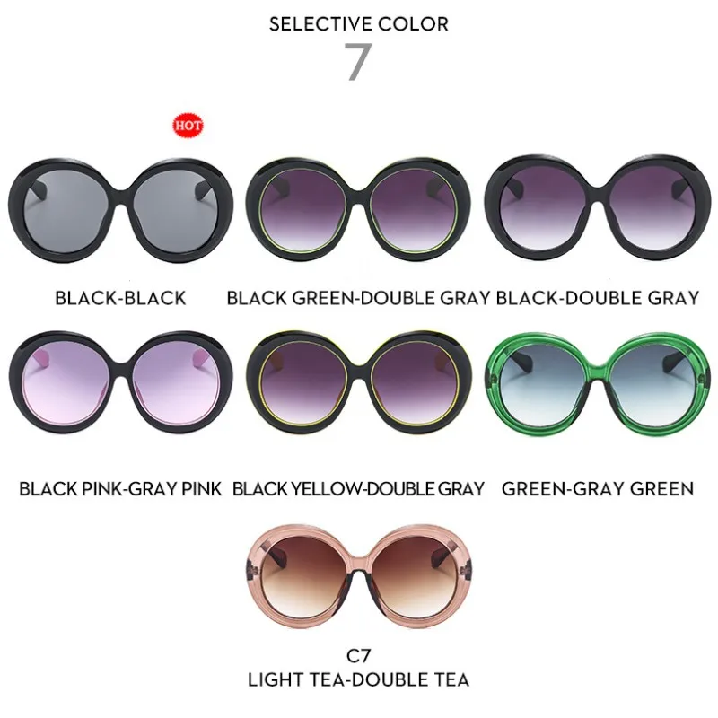 Uemi Fashion Women Oversized Round Sunglasses For Men Luxury Colorful Frame Clear Gradient Sun Glasses Shades UV400