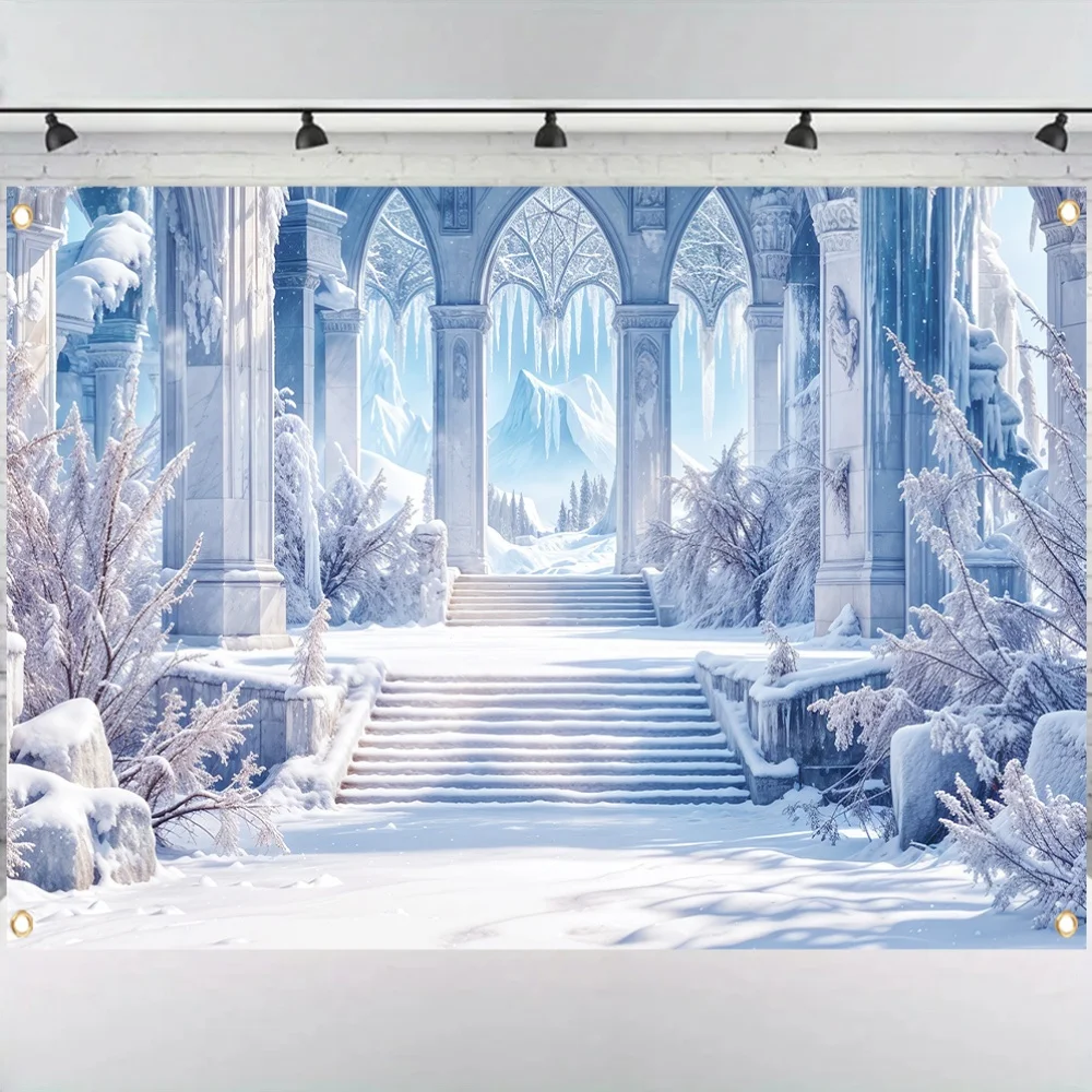 Toile de Fond Hiver Enchanté Palais Glacé Neige Montagne
