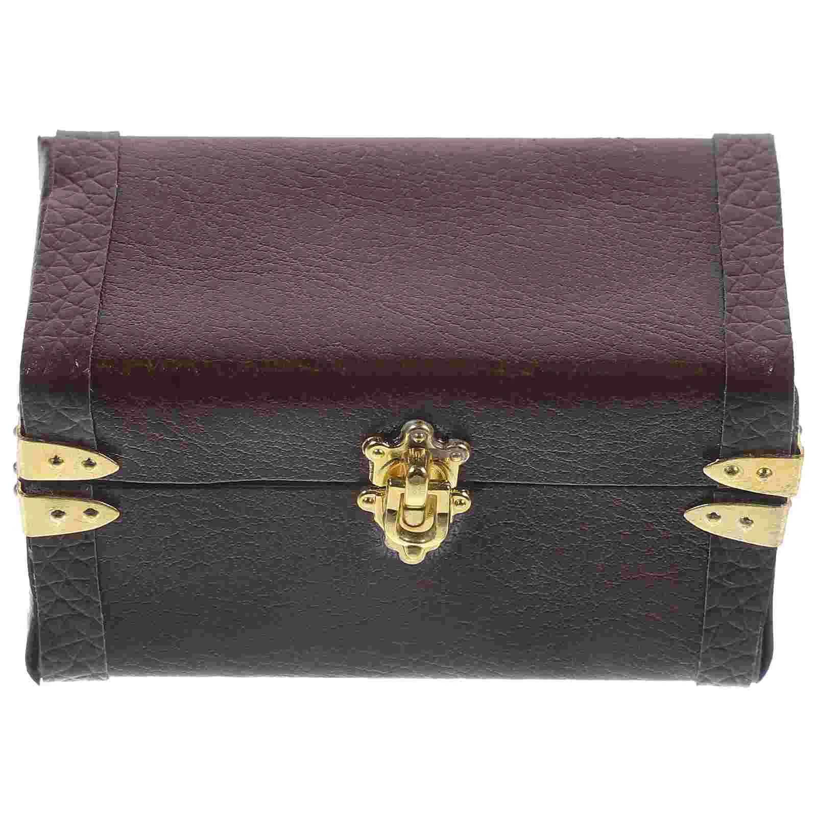 

Miniature Trunk Suitcase Dollhouse Travel Trunk Suitcase Model Vintage Desktop Decoration Brown