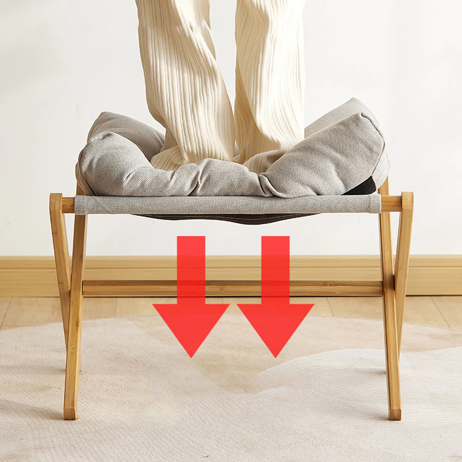 X Leg Foot Stool Foot Stool Foldable X Leg Modern Multifunctional Foot Rest with Soft Cushion for Living Room Bedroom