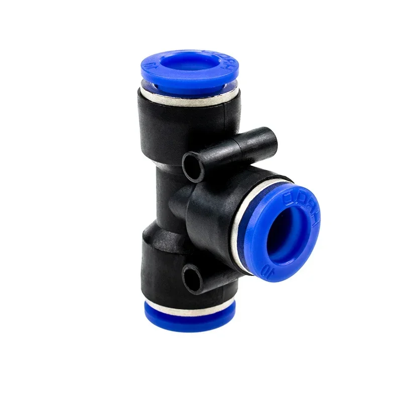PE Air Connectors 4/6/8/10 12mm Pneumatic Fitting Quick Connect Slip Lock Tee 3 Way Plastic Pipe Water Hose Tube Connector