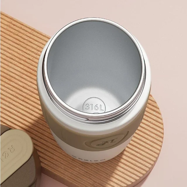 Travel Thermal Mug Ceramic Liners 316 Stainless Steel Thermo for Coffee Long-lasting Heat Preservation with Straws Water Bottle 3
