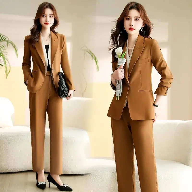 Women's 2023 Spring Autumn Fashion Professional Suit Korean Chic Casual Blazers Jacket Matching Sets Female Elegant Trouser Suit