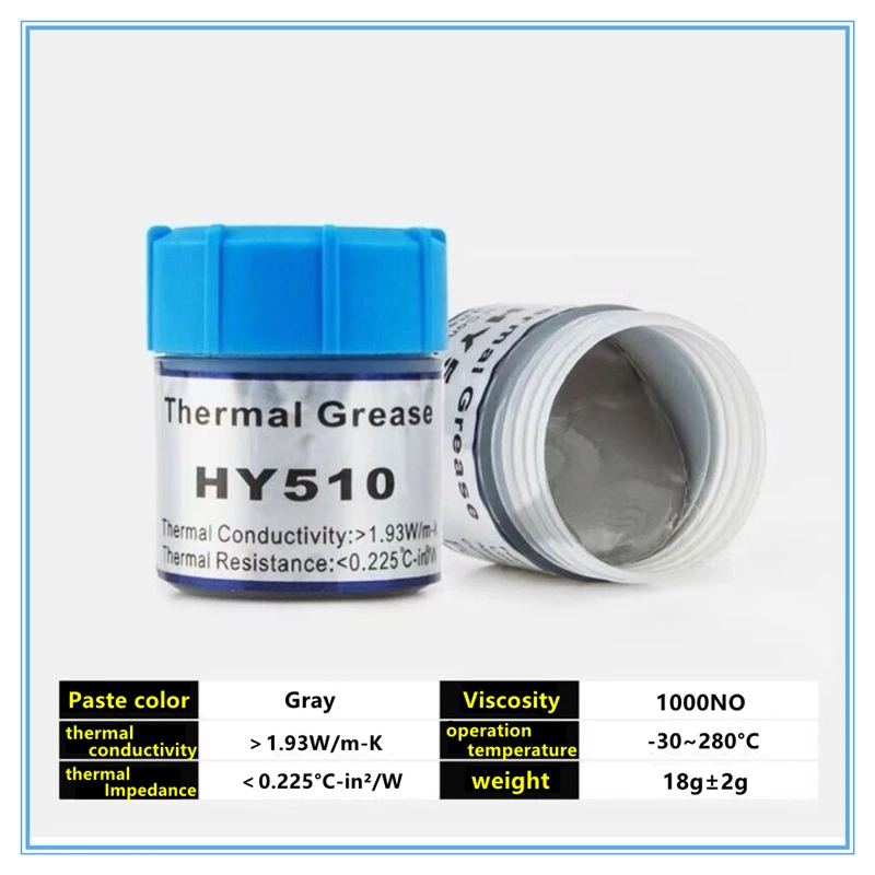 HY510 10g 회색 써멀 페이스트 3.0W/m·K 프로급 CPU/GPU/칩셋 및 LED 노트북 쿨링용 |   스크레이퍼 포함 |   RoHS