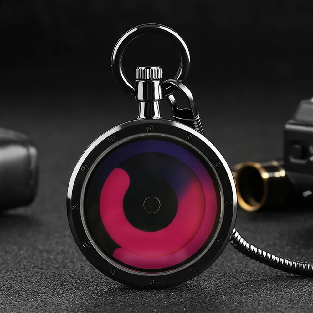 Reloj de bolsillo de cuarzo con esfera giratoria para hombre, cronógrafo de lujo con cadena Fob de serpiente, diseño creativo Vintage, regalo Retro