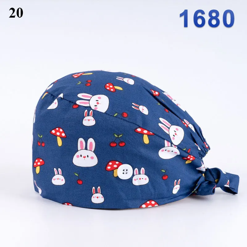 ski beanie Unisex Cotton Adjustable Scrubs Hats Floral Print Medical Caps Dental Clinic Work Hats Tieback Elastic Pet Grooming Nursing Cap winter cap