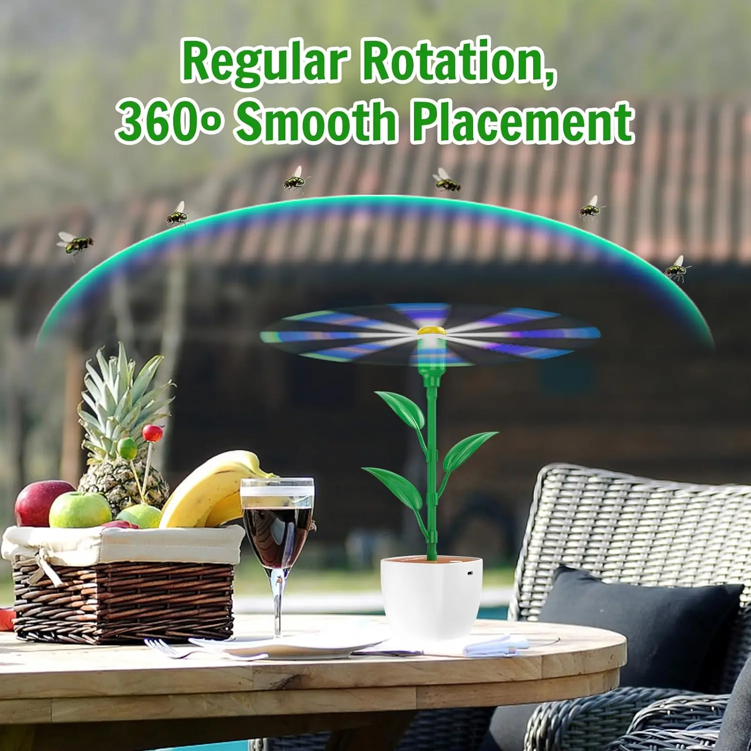 2pcs Portable Fly Fans for Tables Tabletop Fly Fan Food Fans for Camping Picnic Fishing USB and Battery Powered