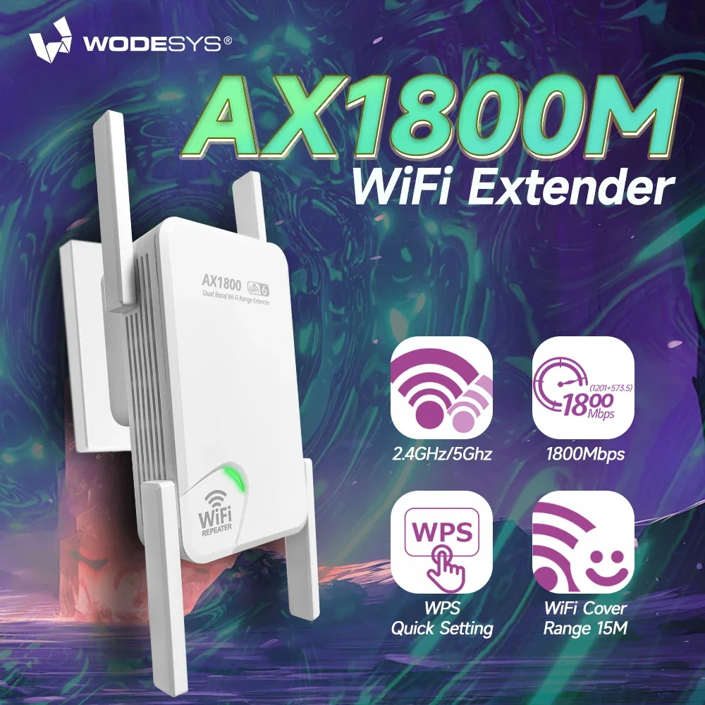 

Wifi-удлинитель Wifi6, 1800 Мбит/с, 2,4/5 ГГц