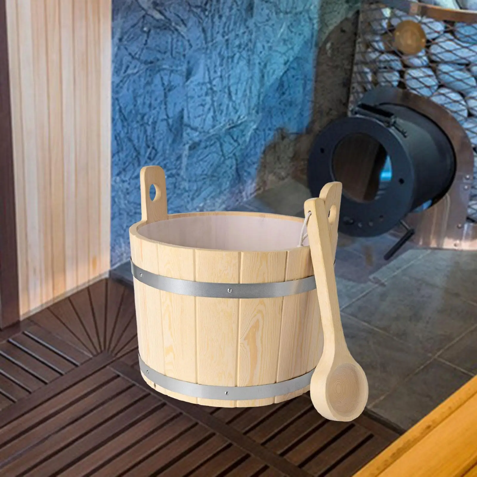 Wooden Bucket Water Ladle Sauna Spa Accessory For Barrel Accessories